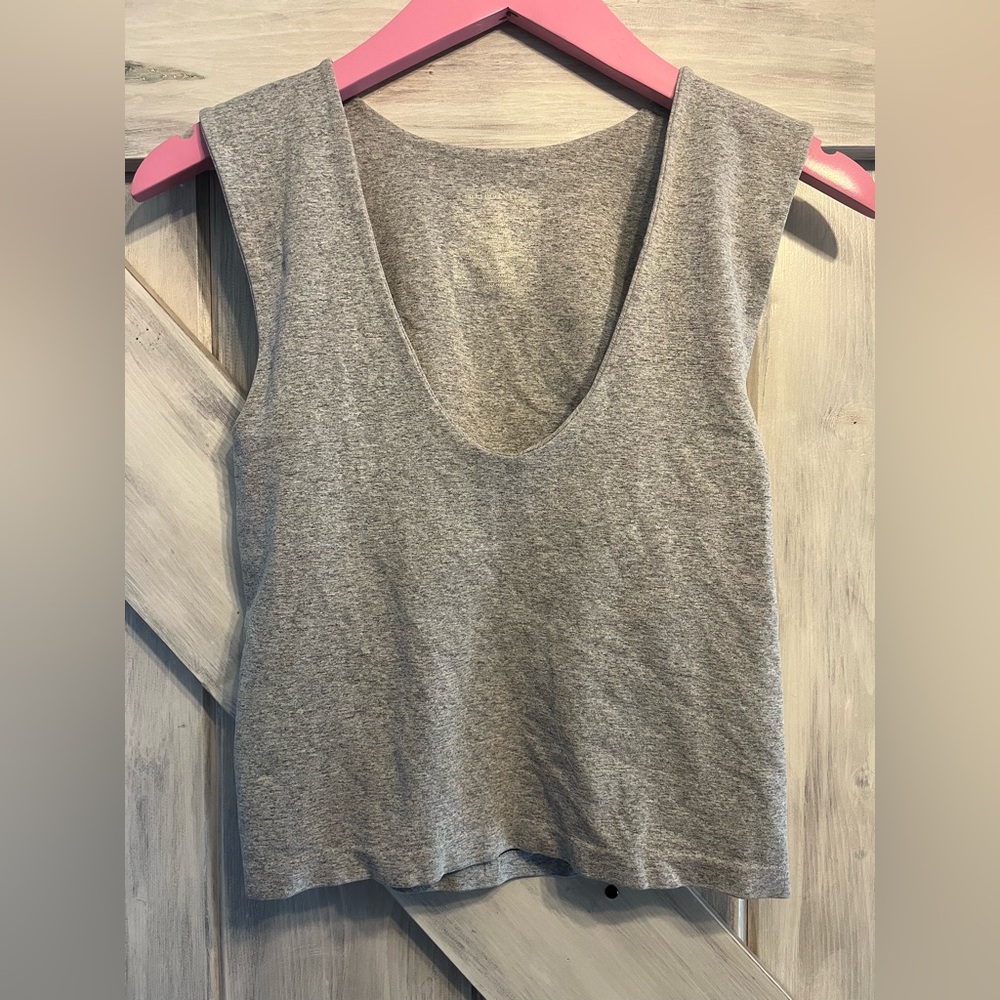 Heather Gray FREE PEOPLE intimately Clean Lines V neck tank